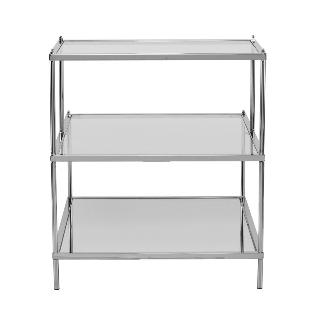 24" Silver And Clear Glass Mirrored End Table HomeRoots