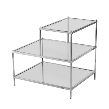 24" Silver And Clear Glass Mirrored End Table HomeRoots