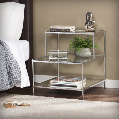 24" Silver And Clear Glass Mirrored End Table HomeRoots