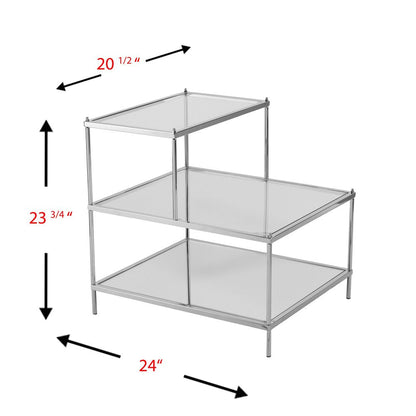 24" Silver And Clear Glass Mirrored End Table HomeRoots