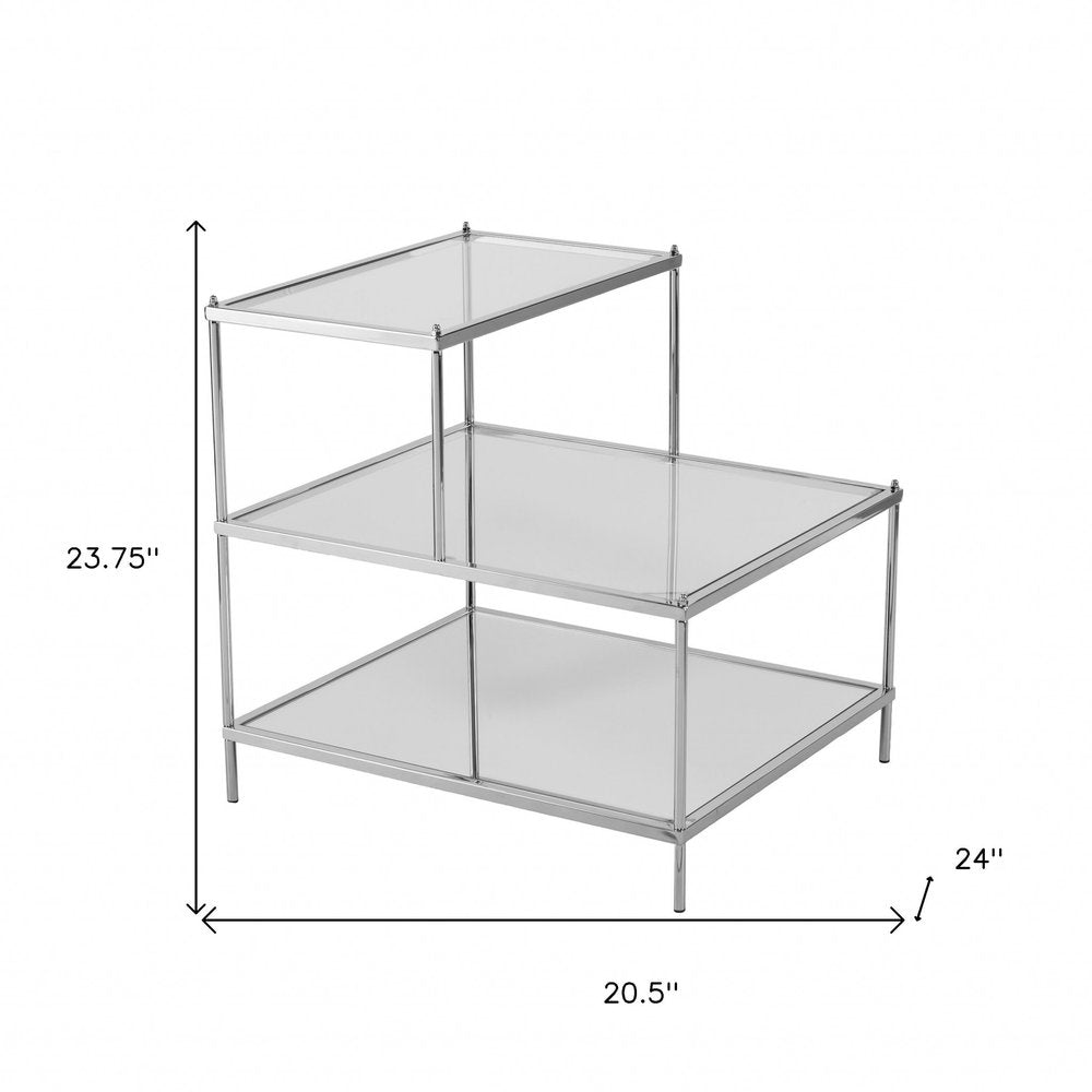 24" Silver And Clear Glass Mirrored End Table HomeRoots