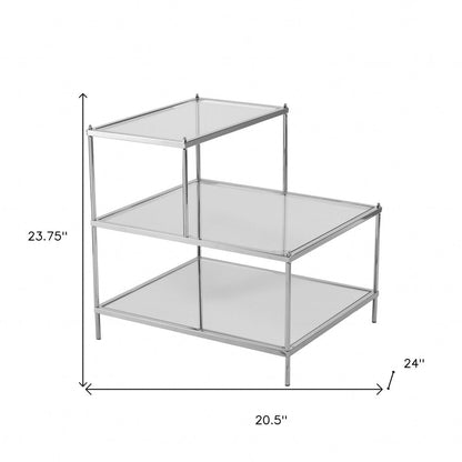 24" Silver And Clear Glass Mirrored End Table HomeRoots