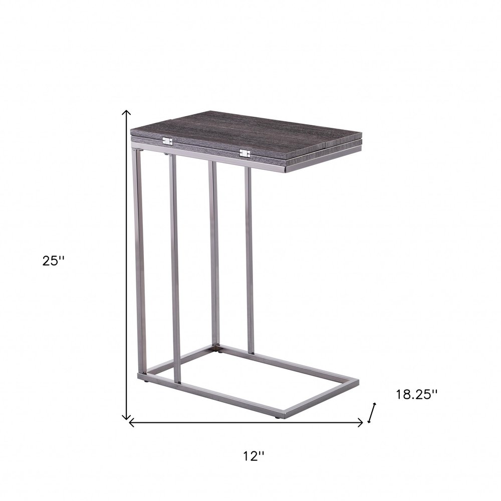 25" Silver And Gray Expandable Rectangular End Table HomeRoots
