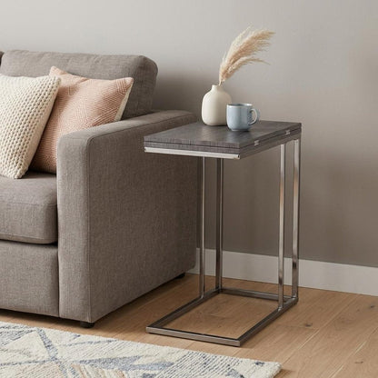 25" Silver And Gray Expandable Rectangular End Table HomeRoots