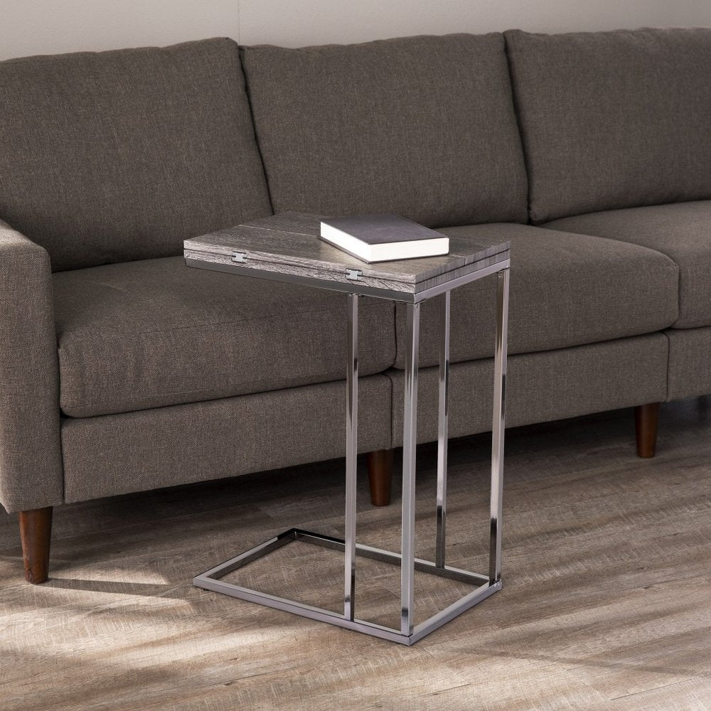 25" Silver And Gray Expandable Rectangular End Table HomeRoots