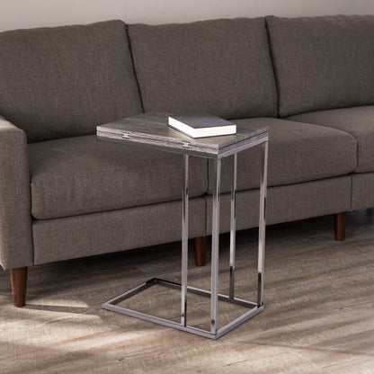 25" Silver And Gray Expandable Rectangular End Table HomeRoots