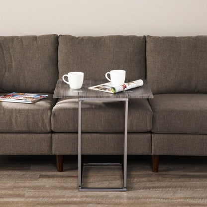 25" Silver And Gray Expandable Rectangular End Table HomeRoots