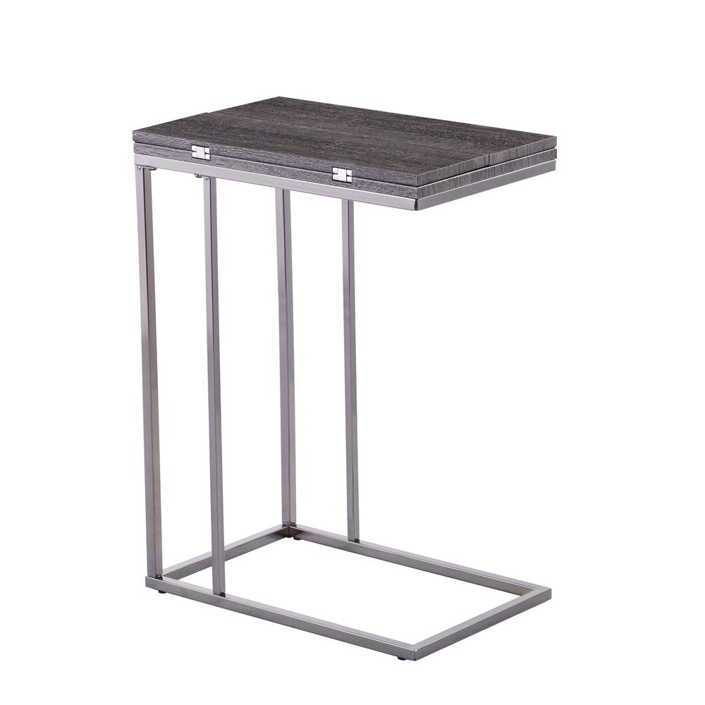 25" Silver And Gray Expandable Rectangular End Table HomeRoots