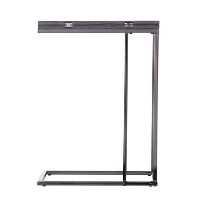 25" Gray And Silver Wood And Iron Frame End Table