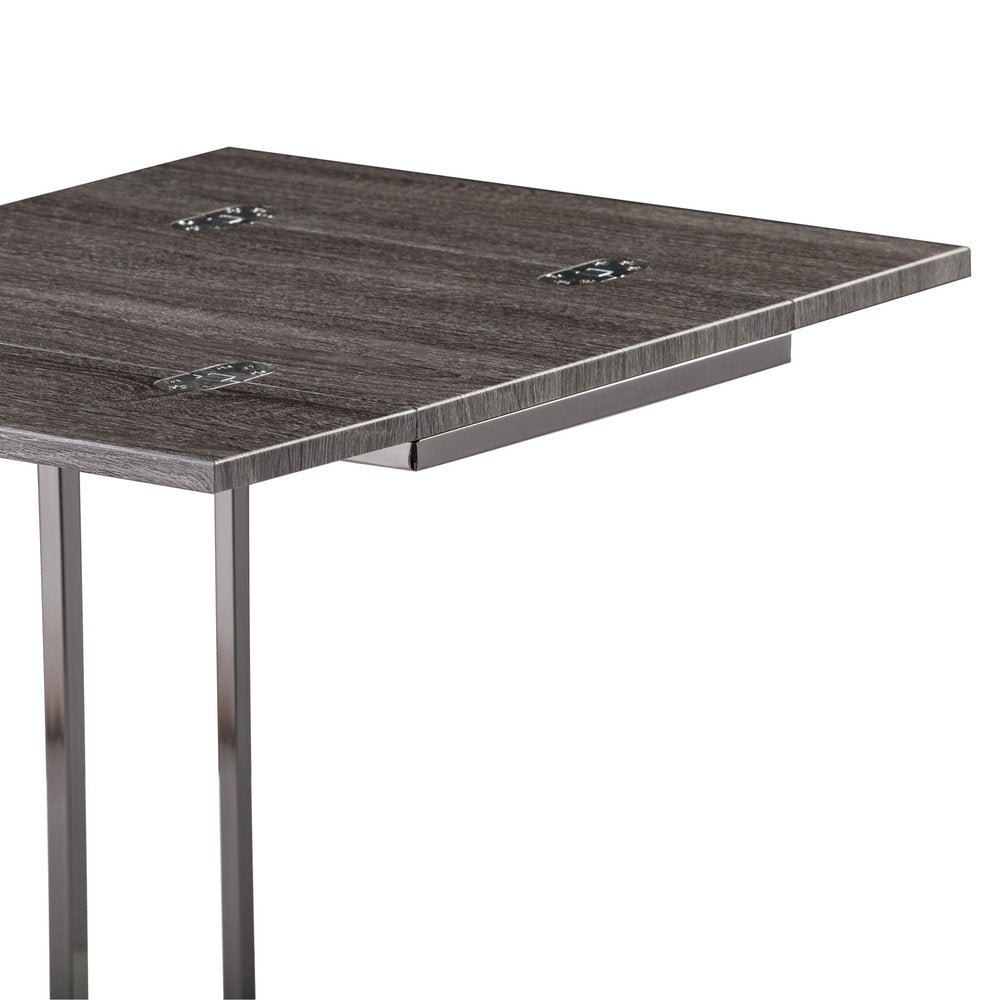 25" Silver And Gray Expandable Rectangular End Table HomeRoots