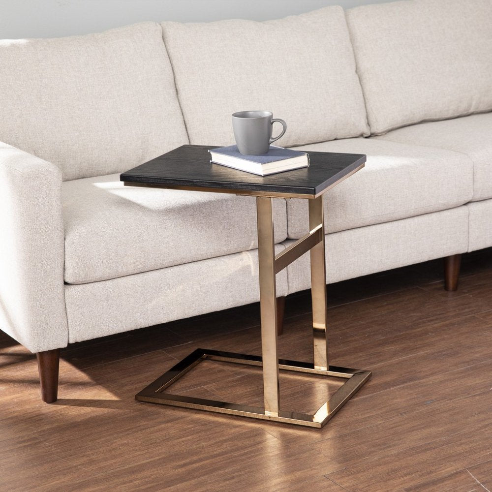 24" Gold And Black Contemporary Rectangular End Table HomeRoots