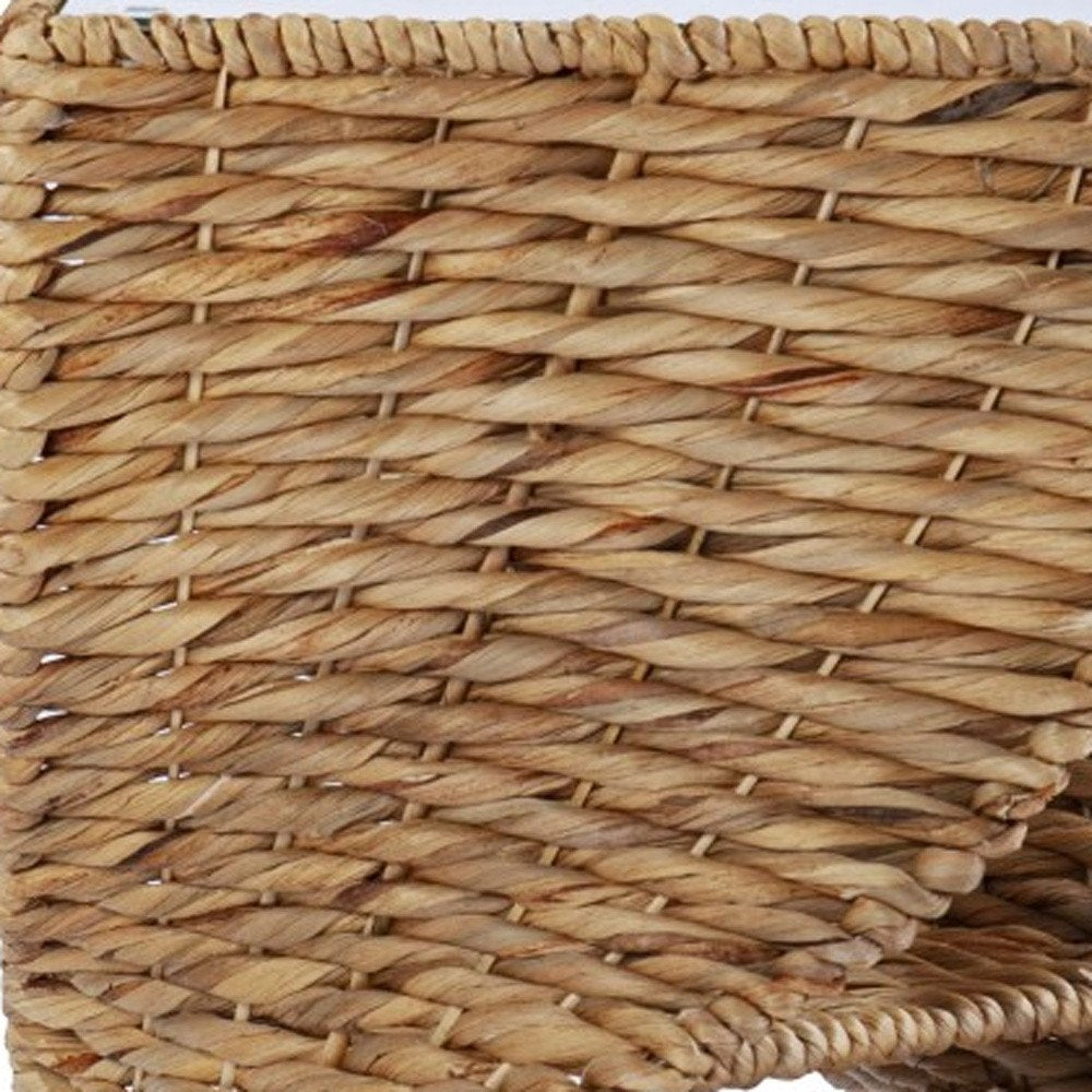 23" Brown And Natural Rattan Swirl Glass Top Square End Table HomeRoots