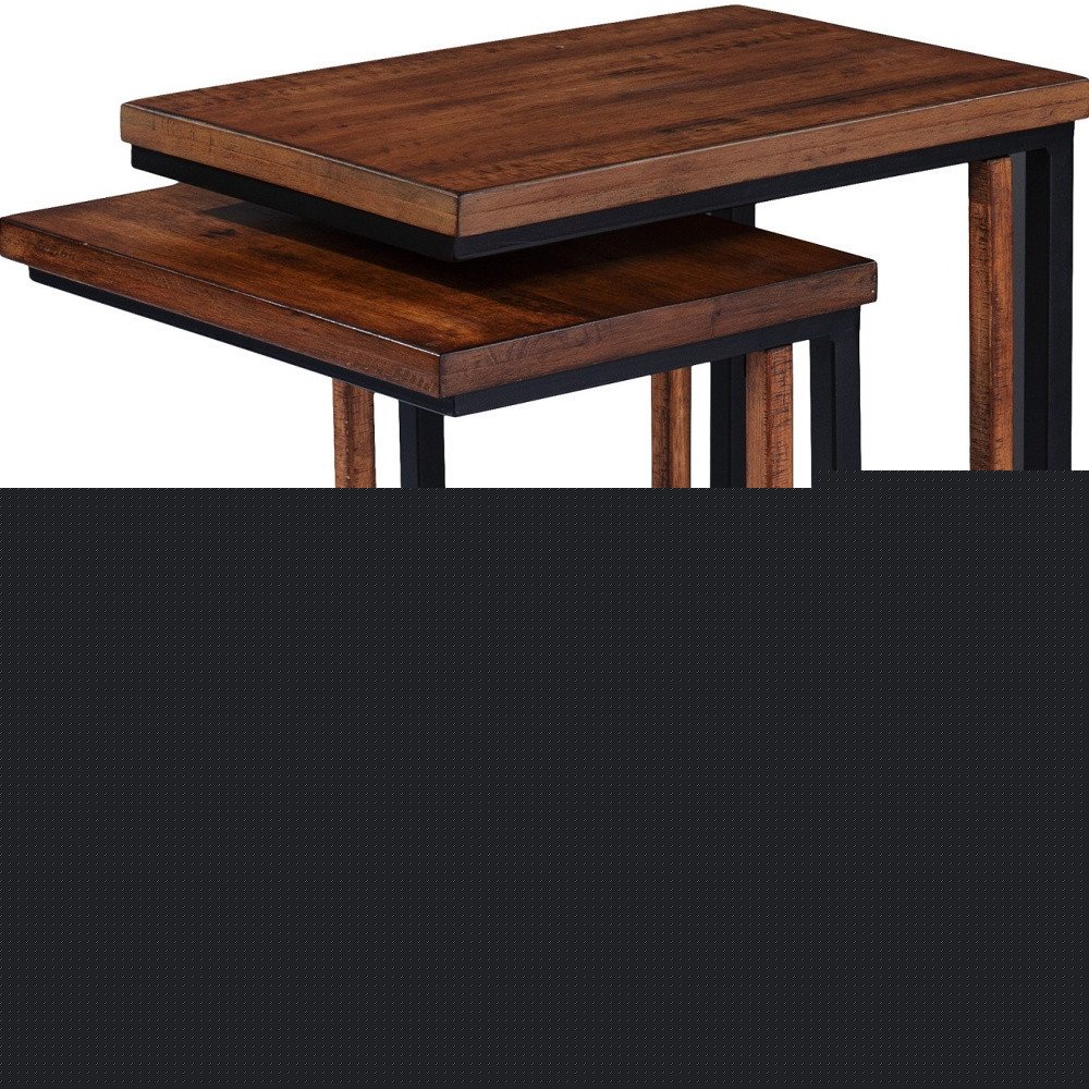 Set Of Two 25" Brown Solid Wood Rectangular Nested End Tables HomeRoots