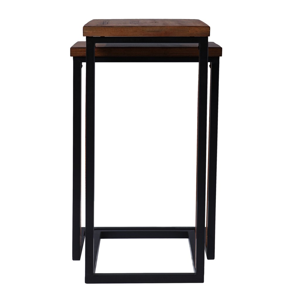 Set Of Two 25" Brown Solid Wood Rectangular Nested End Tables HomeRoots