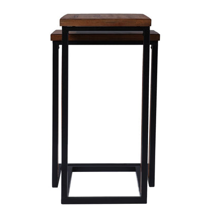 Set Of Two 25" Brown Solid Wood Rectangular Nested End Tables HomeRoots