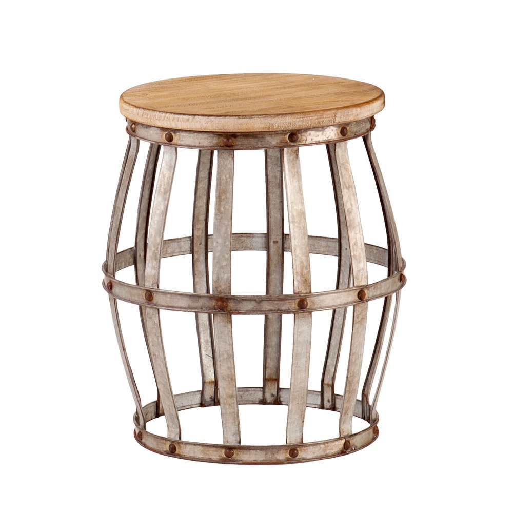 18" Silver And Natural Manufactured Wood Round End Table HomeRoots