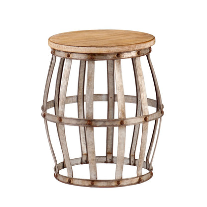 18" Silver And Natural Manufactured Wood Round End Table HomeRoots