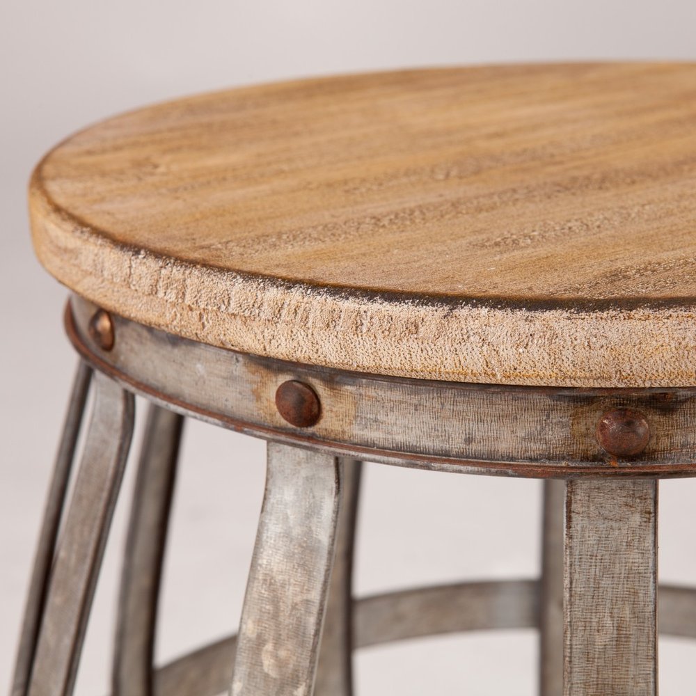 18" Silver And Natural Manufactured Wood Round End Table HomeRoots