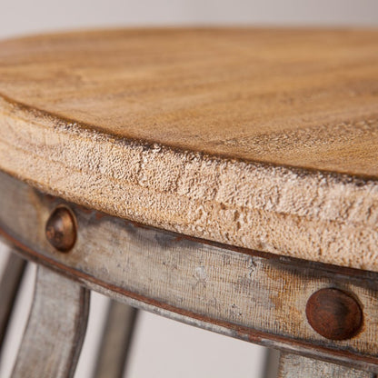 18" Silver And Natural Manufactured Wood Round End Table HomeRoots