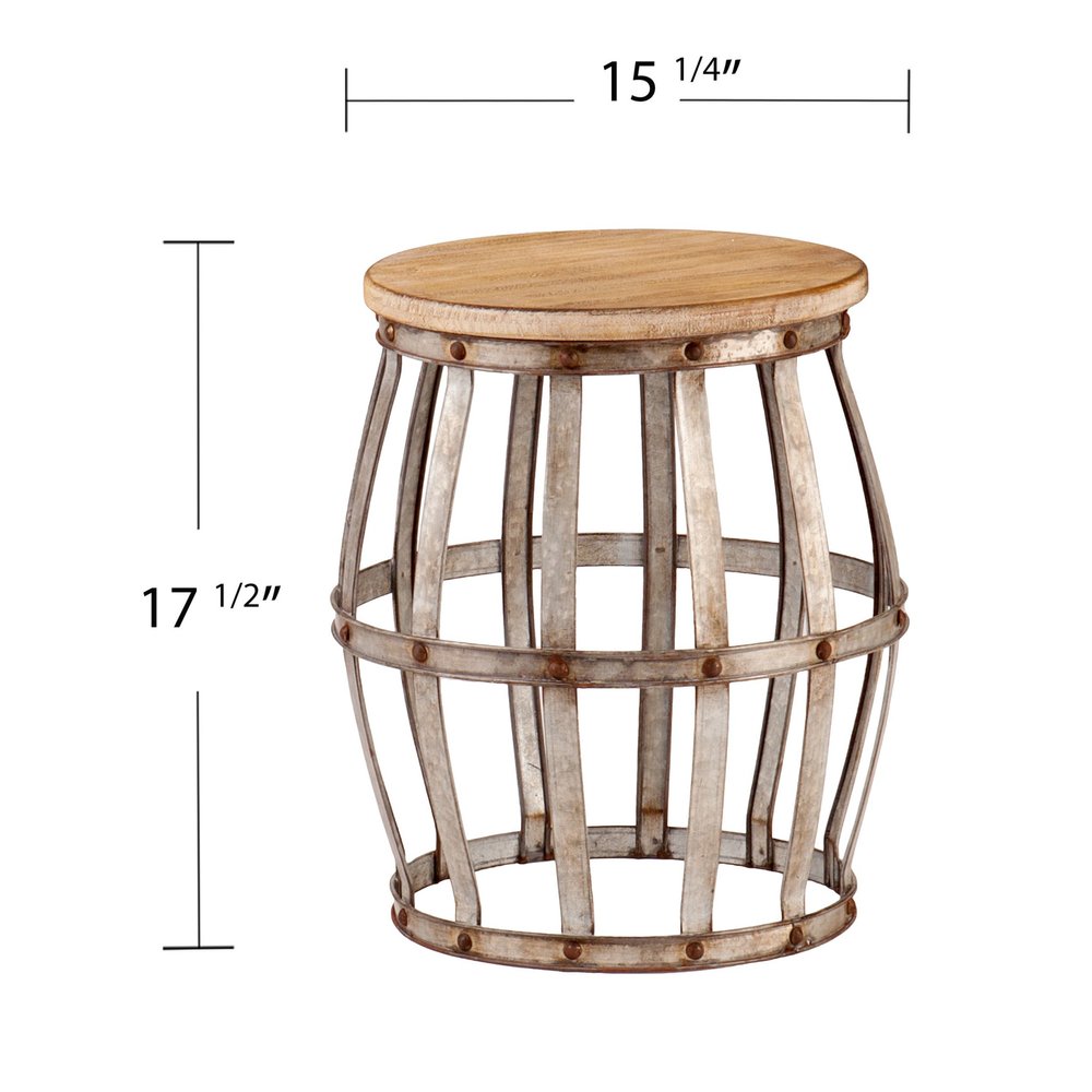 18" Silver And Natural Manufactured Wood Round End Table HomeRoots