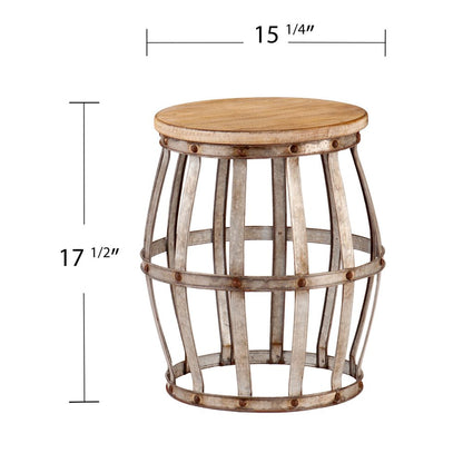 18" Silver And Natural Manufactured Wood Round End Table HomeRoots