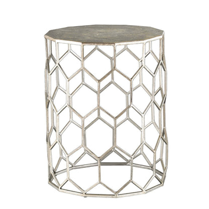 18" Antiqued Gold Honeycomb Hexagonal End Table HomeRoots