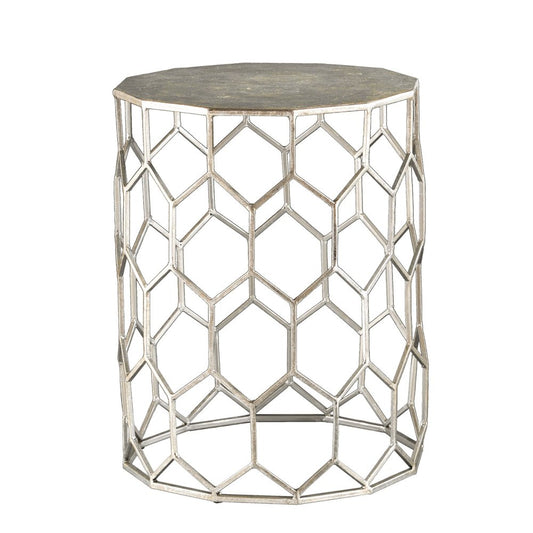 18" Antiqued Gold Honeycomb Hexagonal End Table HomeRoots
