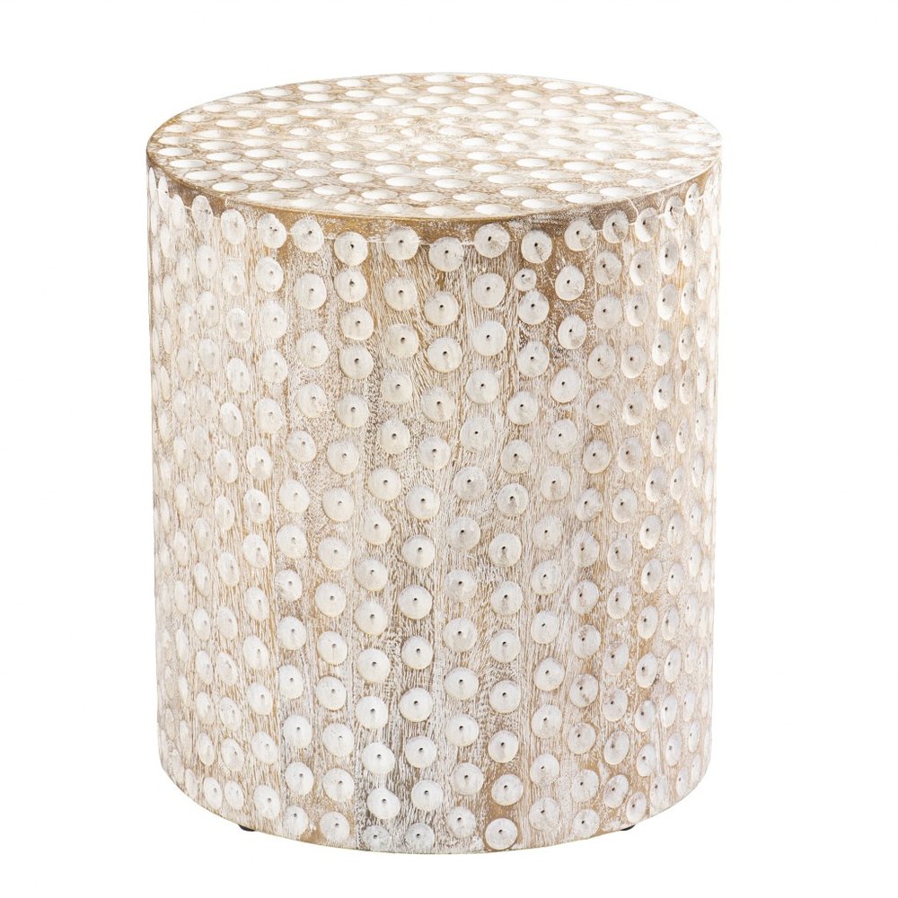 18" Washed White Solid Wood Round End Table HomeRoots