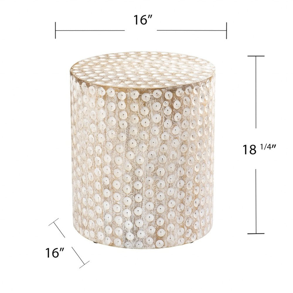 18" Washed White Solid Wood Round End Table HomeRoots