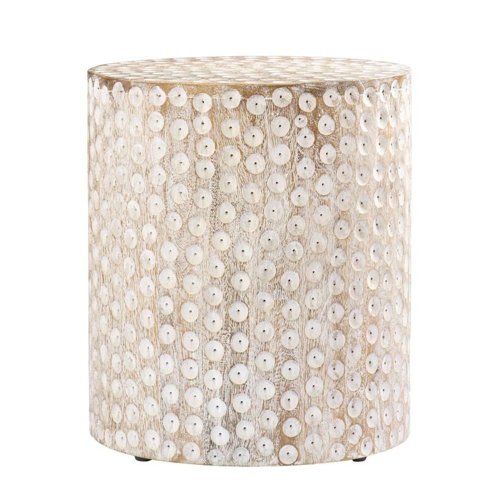 18" Washed White Solid Wood Round End Table HomeRoots