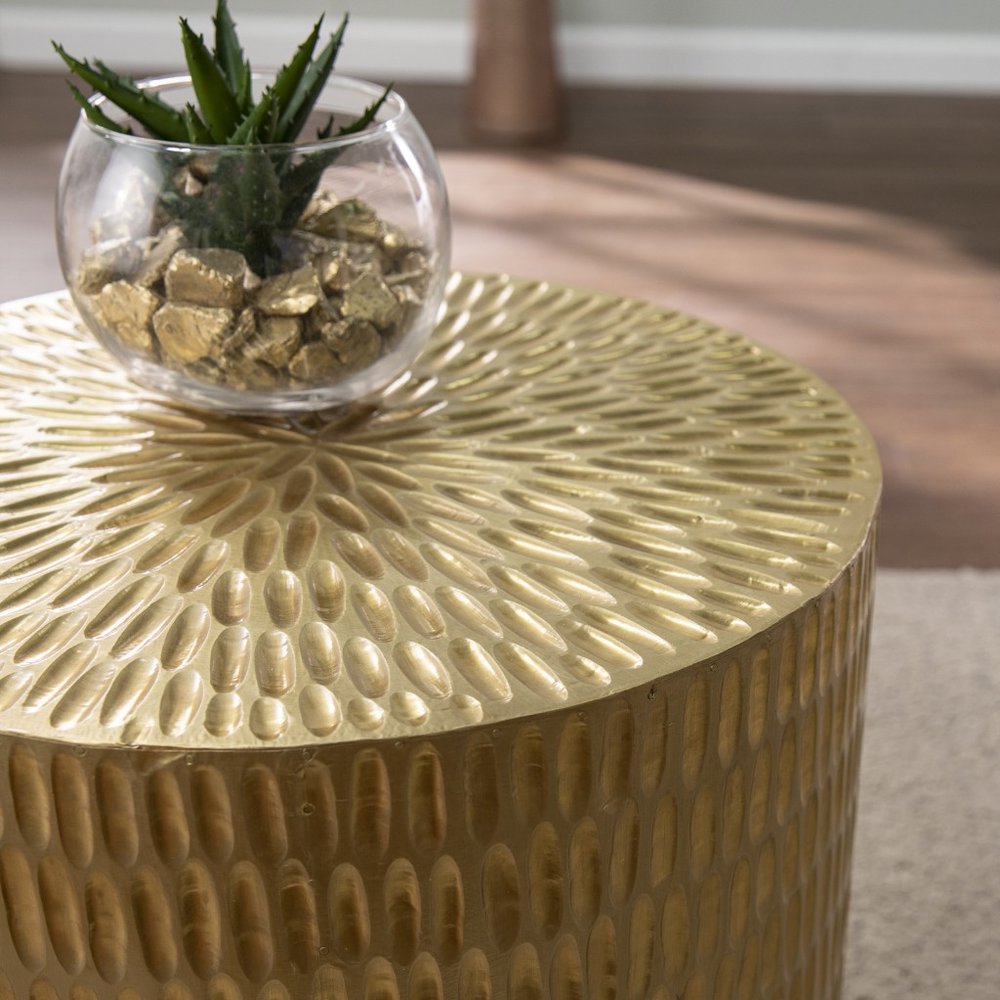 18" Gold Manufactured Wood And Solid Wood Round End Table HomeRoots