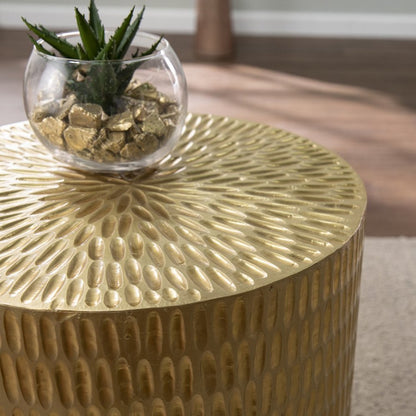 18" Gold Manufactured Wood And Solid Wood Round End Table HomeRoots
