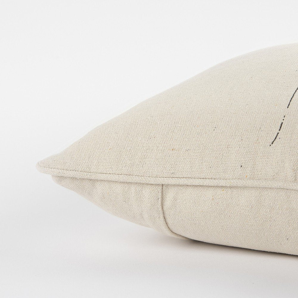 Gray and Cream Canvas Gather Decorative Throw Pillow — view 4