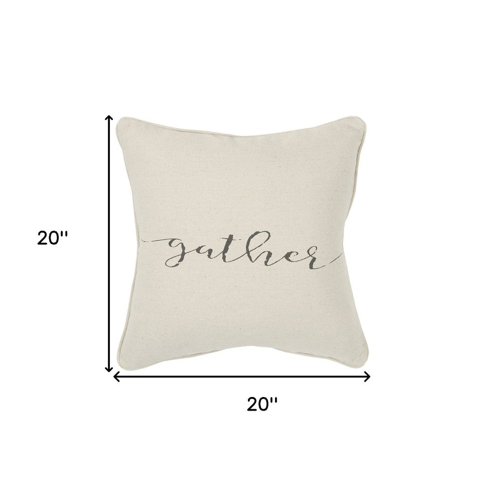 Gray and Cream Canvas Gather Decorative Throw Pillow — view 5