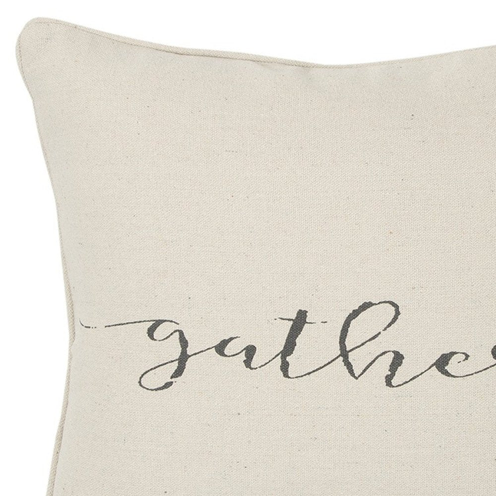 Gray and Cream Canvas Gather Decorative Throw Pillow — view 6
