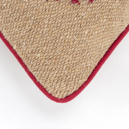 Mod Red and Black Ornaments Jute Lumbar Throw Pillow FurniFindUSA