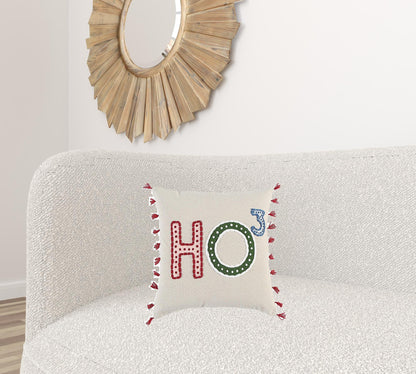 Beige Red Holiday Whimsical Throw Pillow FurniFindUSA