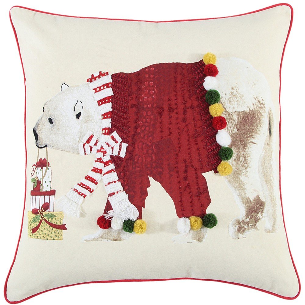 Red Polar Bear Dimensional Throw Pillow — view 1