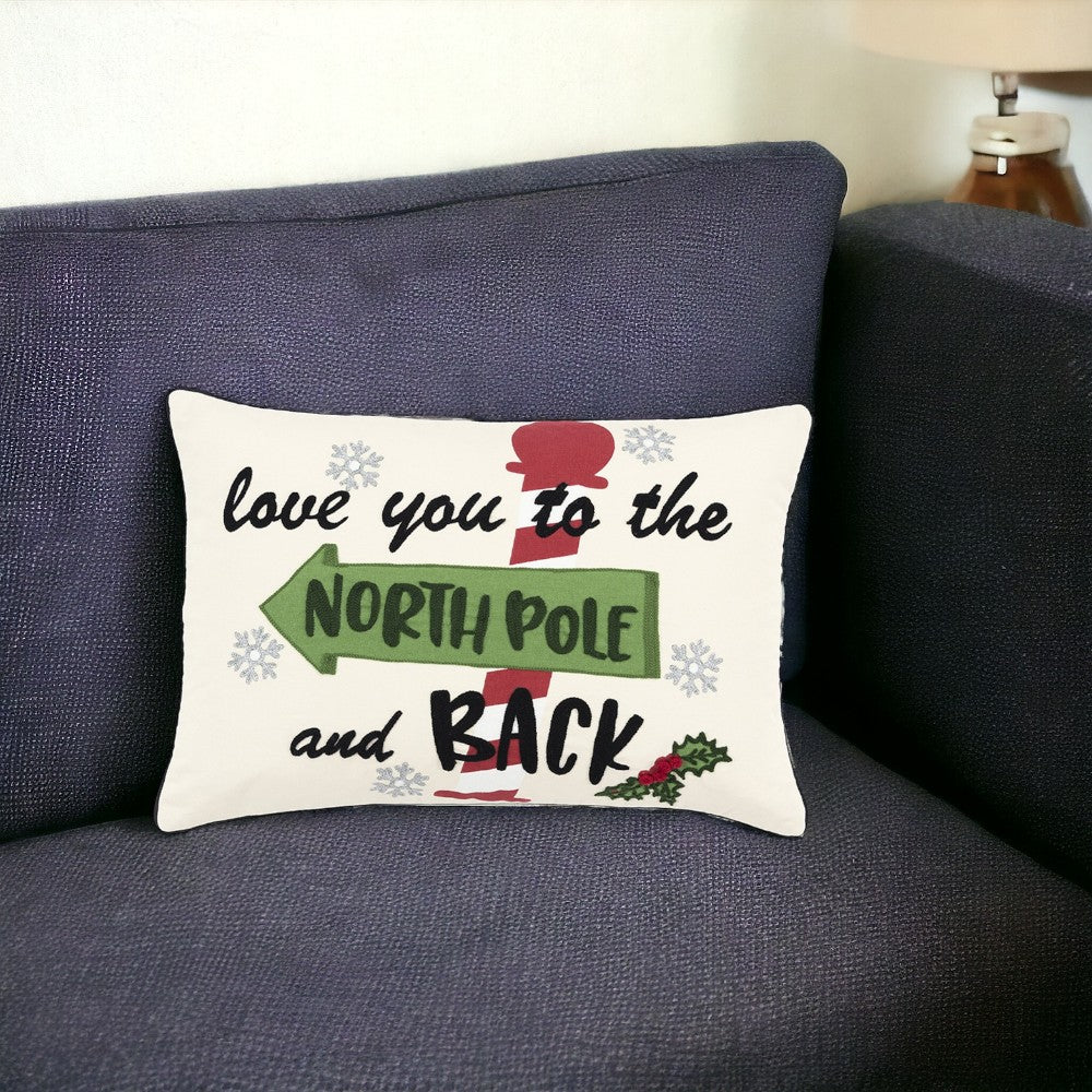 14" X 20" Off White Christmas Cotton Throw Pillow FurniFindUSA