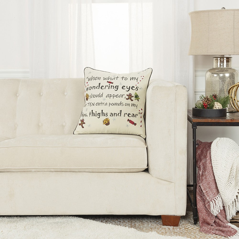 Ivory and Black Modern Christmas Sentiment Whimsical Throw Pillow FurniFindUSA