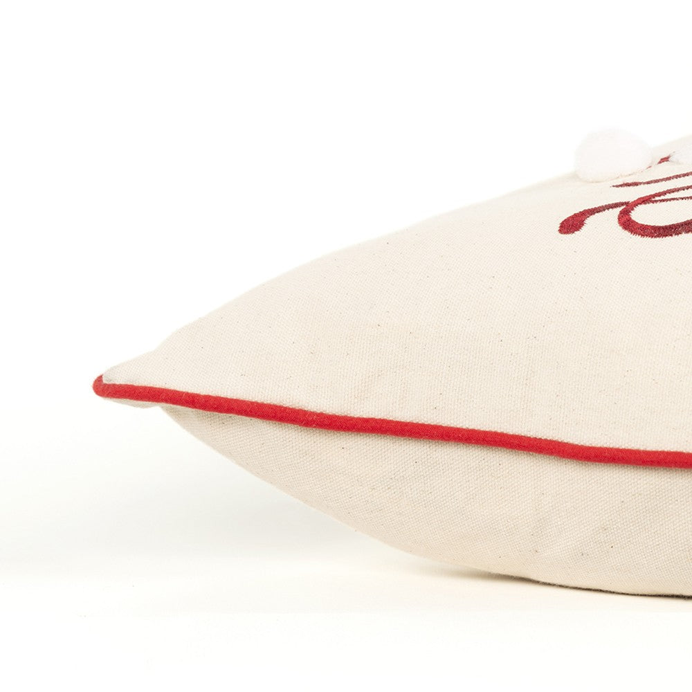 Ivory Red Cheeky Santa Sentiment Throw Pillow FurniFindUSA
