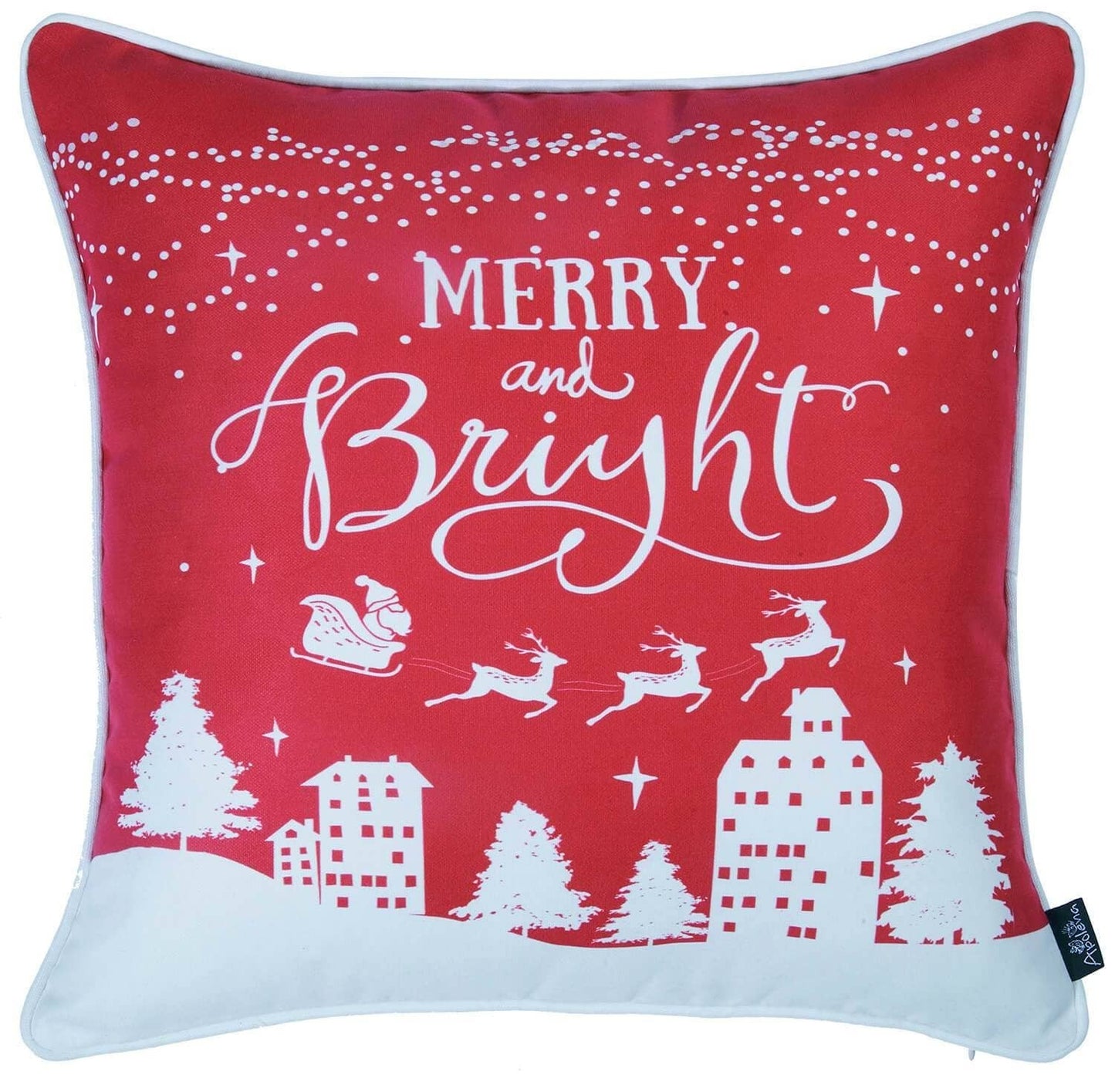 Set Of Four 18" X 18" Red Zippered Polyester Christmas Snowflakes Throw Pillow FurniFindUSA