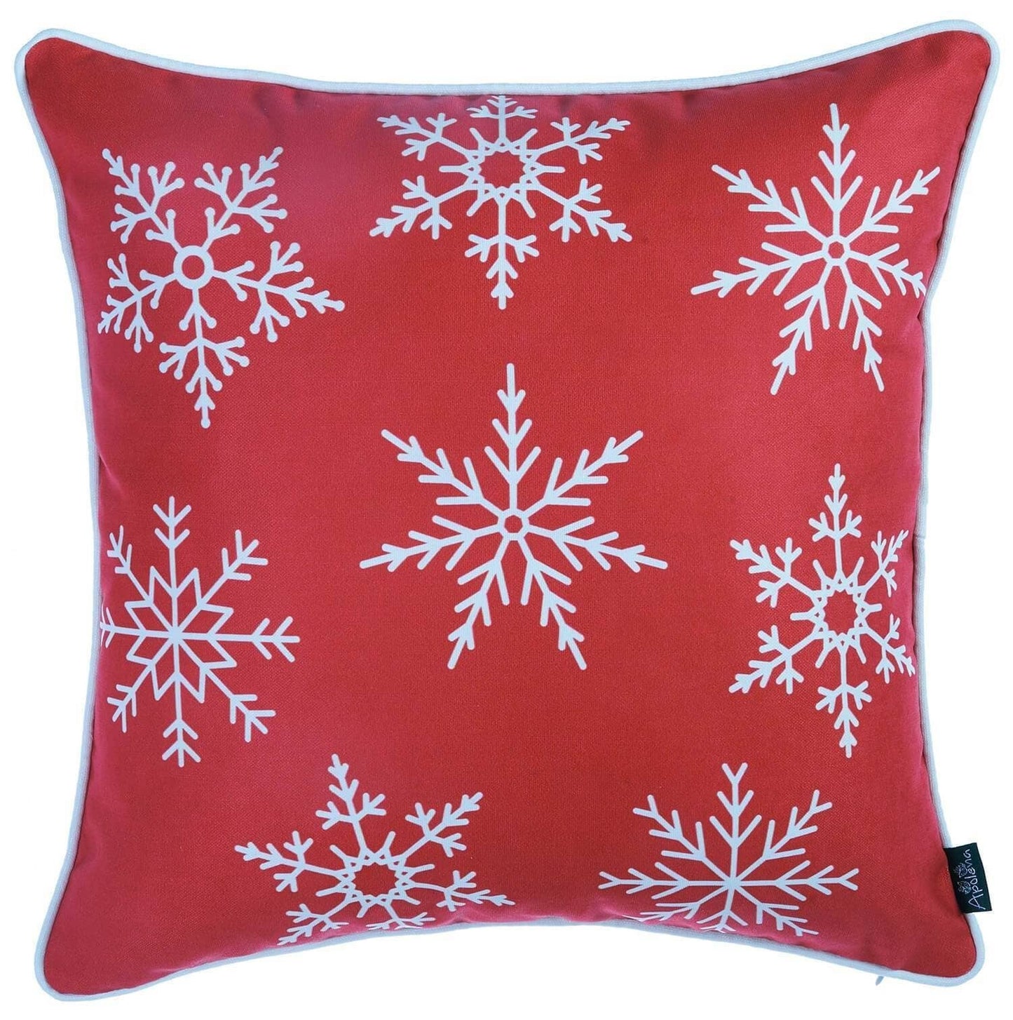 Set Of Four 18" X 18" Red Zippered Polyester Christmas Snowflakes Throw Pillow FurniFindUSA