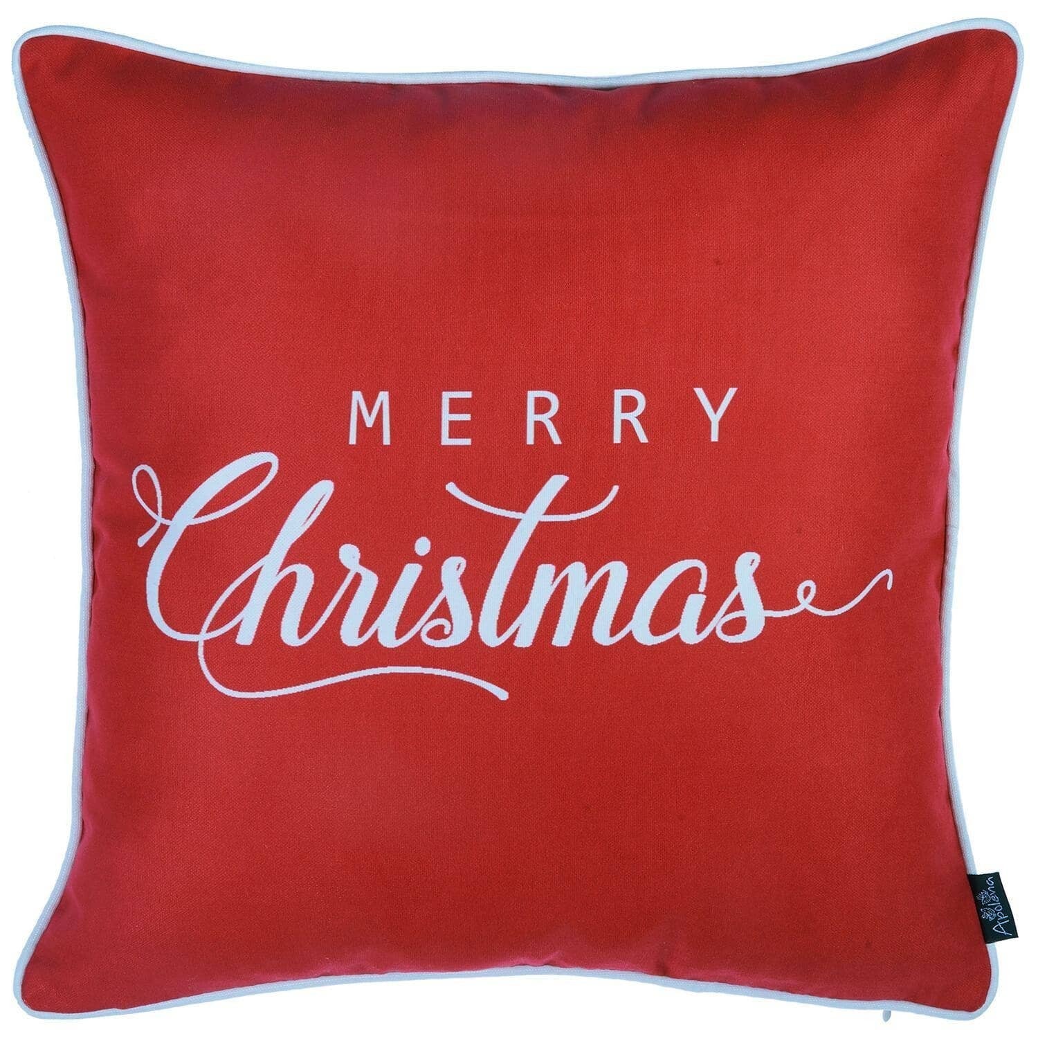 Set Of Four 18" X 18" Red Zippered Polyester Christmas Snowflakes Throw Pillow FurniFindUSA