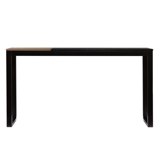 56" Natural and Black and Black Sled Console Table HomeRoots
