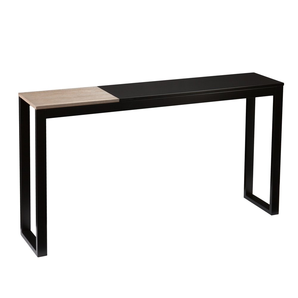 56" Natural and Black and Black Sled Console Table HomeRoots