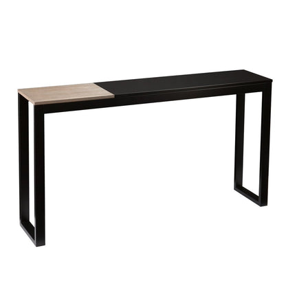 56" Natural and Black and Black Sled Console Table HomeRoots