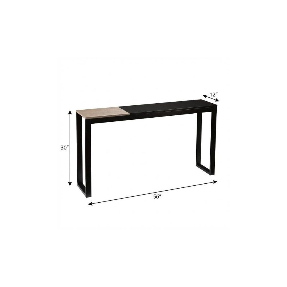 56" Natural and Black and Black Sled Console Table HomeRoots