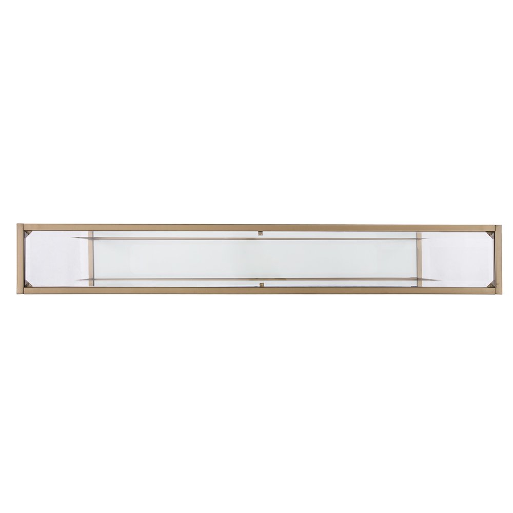 56" Clear and Gold Glass Mirrored Frame Console Table With Shelves HomeRoots
