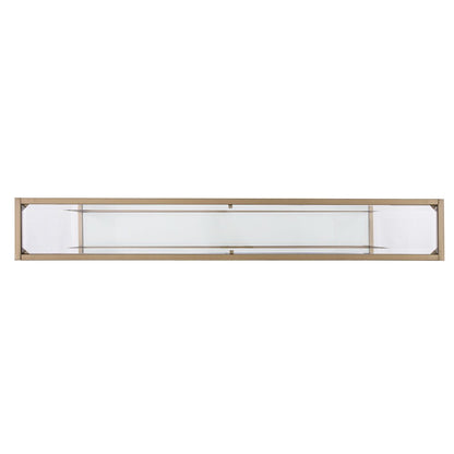 56" Clear and Gold Glass Mirrored Frame Console Table With Shelves HomeRoots